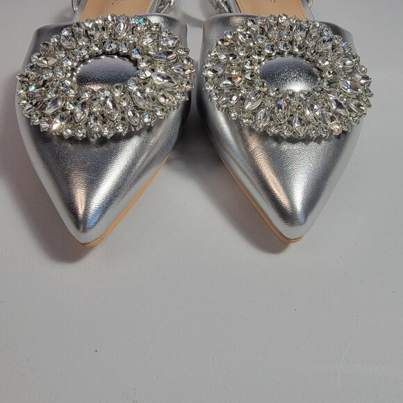 Berness Women's Silver Penee Pointy Toe Slingback Silver Flats Size 7 - Picture 4 of 12